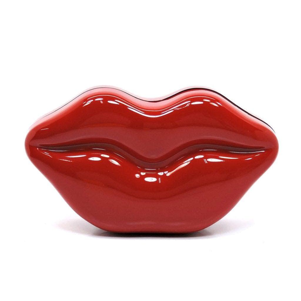 2Chique Boutique Women's Red Acrylic Glossy Lip Clutch