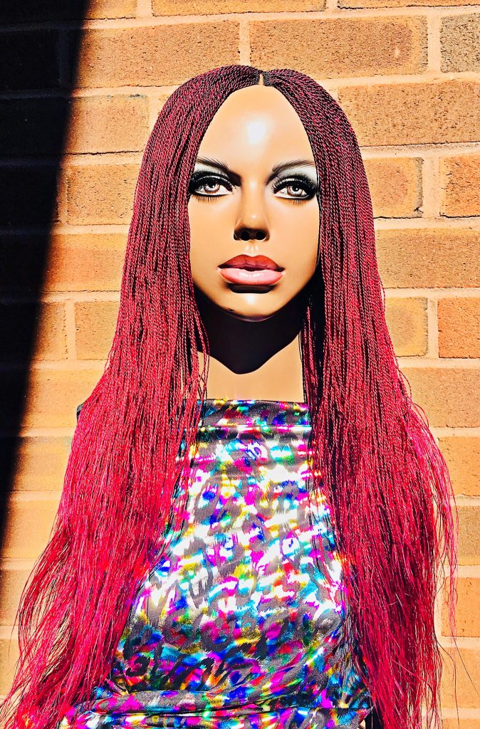 2Chique Boutique Women's Handmade Micro Twist Wig Color Burgundy, 24 Inches