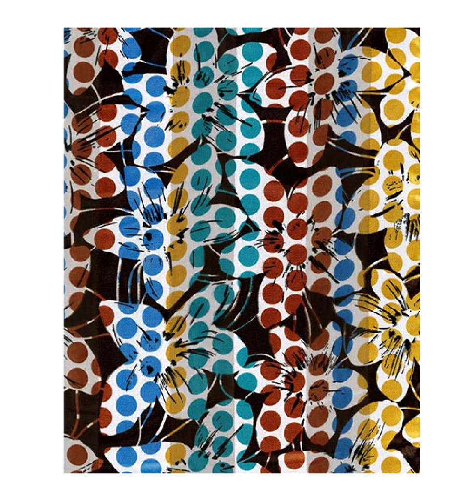 Multi Color Circle Floral Print Satin Stripe Scarf