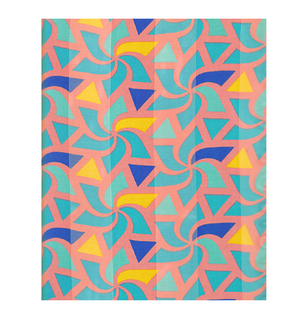 Pink and Blue Abstract Print Satin Stripe Scarf