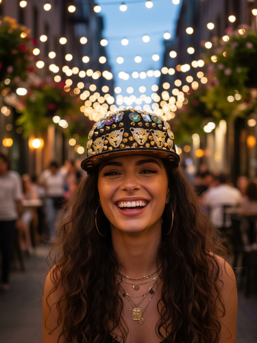 2Chique Boutique Men's Glass Stone Metal Fashion Snapback Cap O/S Black