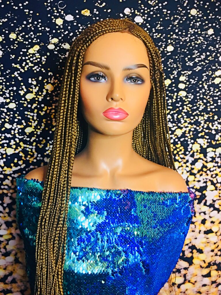 Cornrow Box Braided Wig, with Baby Hair, Color 27 33 Inches