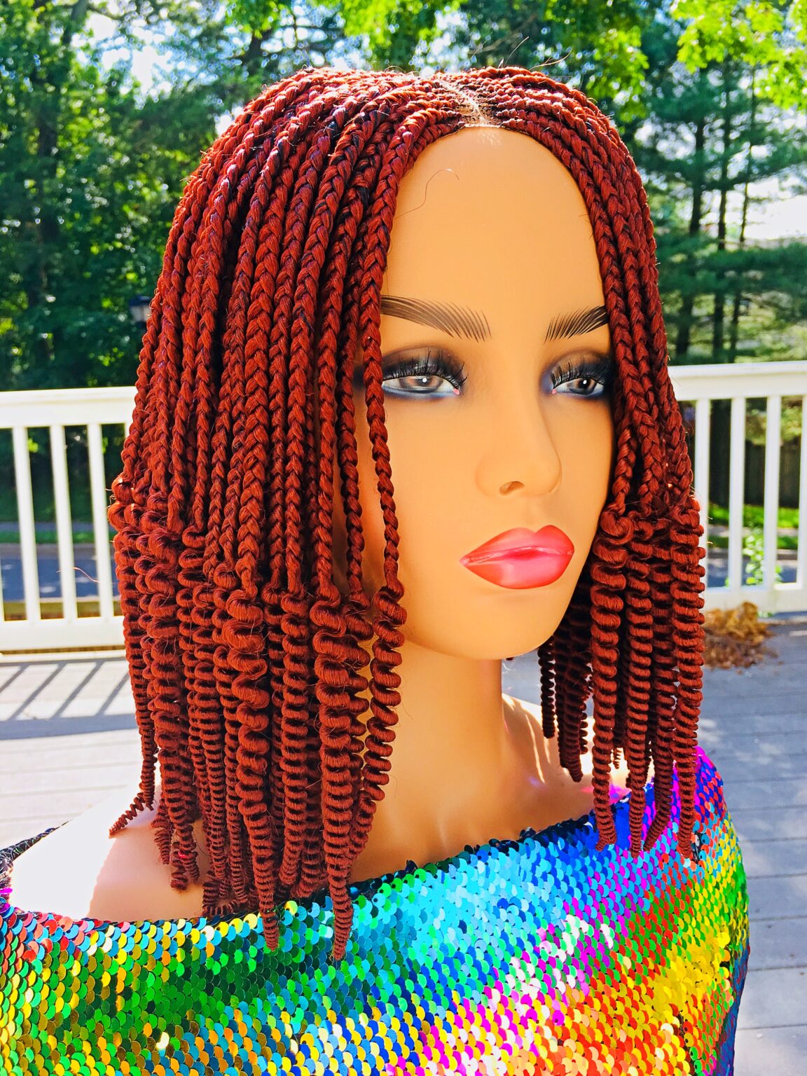 Cornrow Box braid and Spiral Curl Braided Wig Color 35 12 Inches