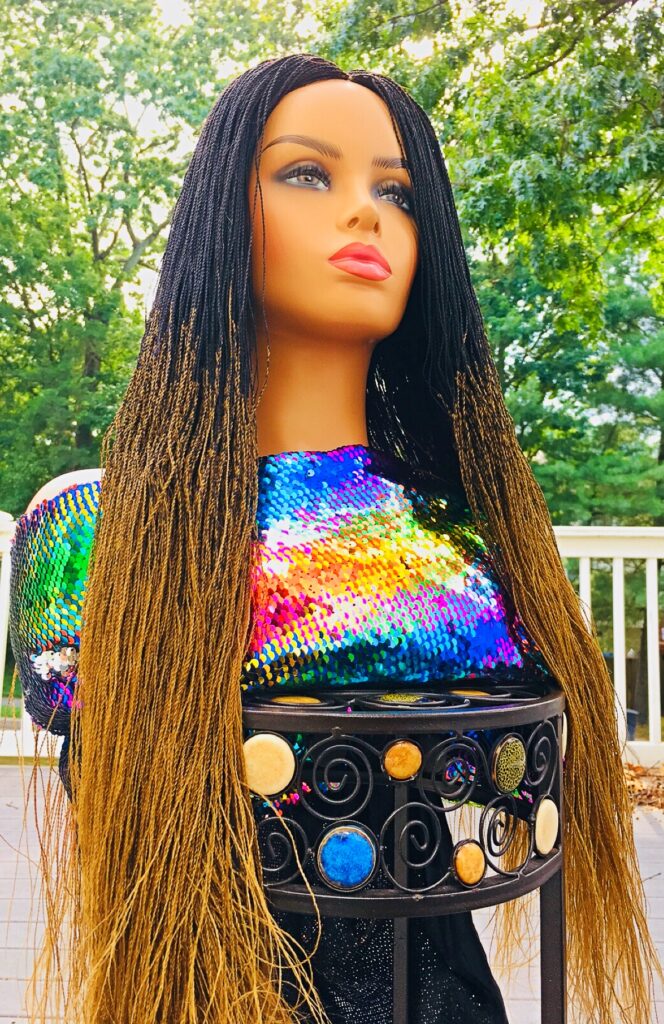 Micro Twist Wig 2 Tone Ombre Braided Wig color 1b/27 33 Inches
