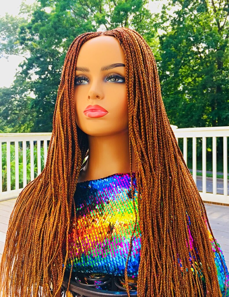 Cornrow Box Braided Wig Color 27 and 30 Blend, 30 Inches