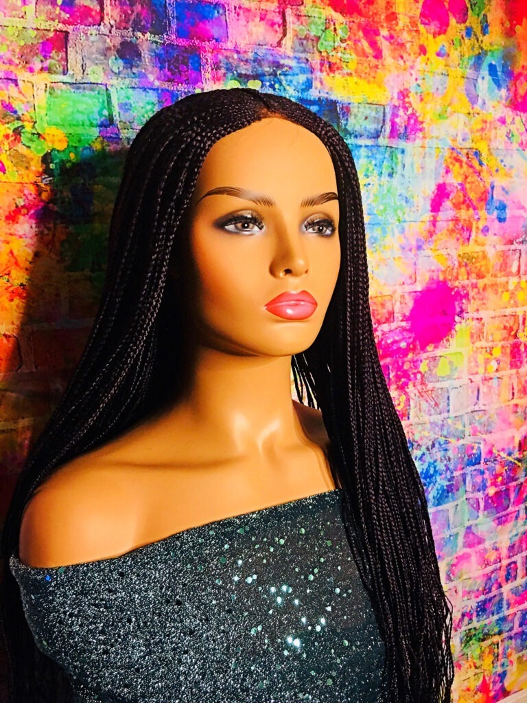 2Chique Boutique Women's Cornrow Fulani Braided Wig, Color Purple 28 Inches