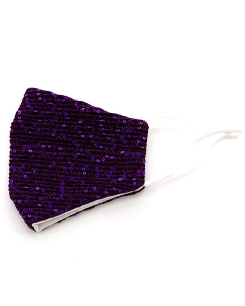 Purple Sequin Fashion Mask With Filter Pockets Reusable