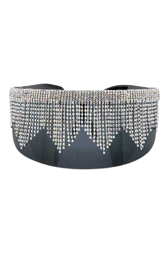Rhinestone Curtain Shield Sunglasses