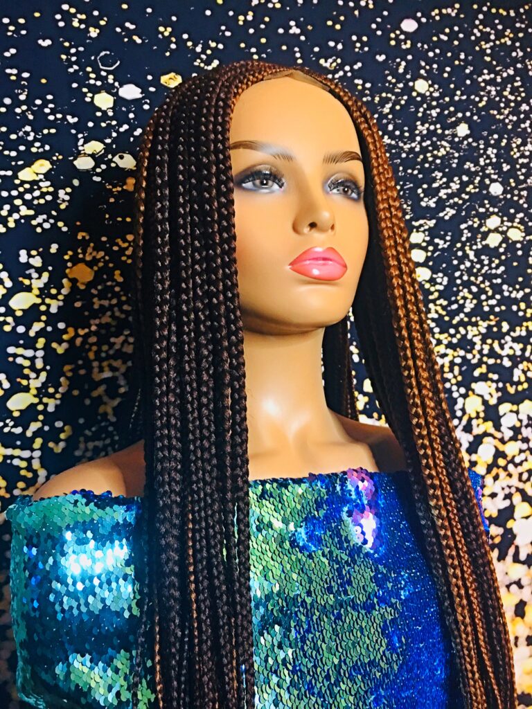 Multicolored Handmade Cornrow Box Braided Wig Color 33 and 30 Mix, 32 Inches