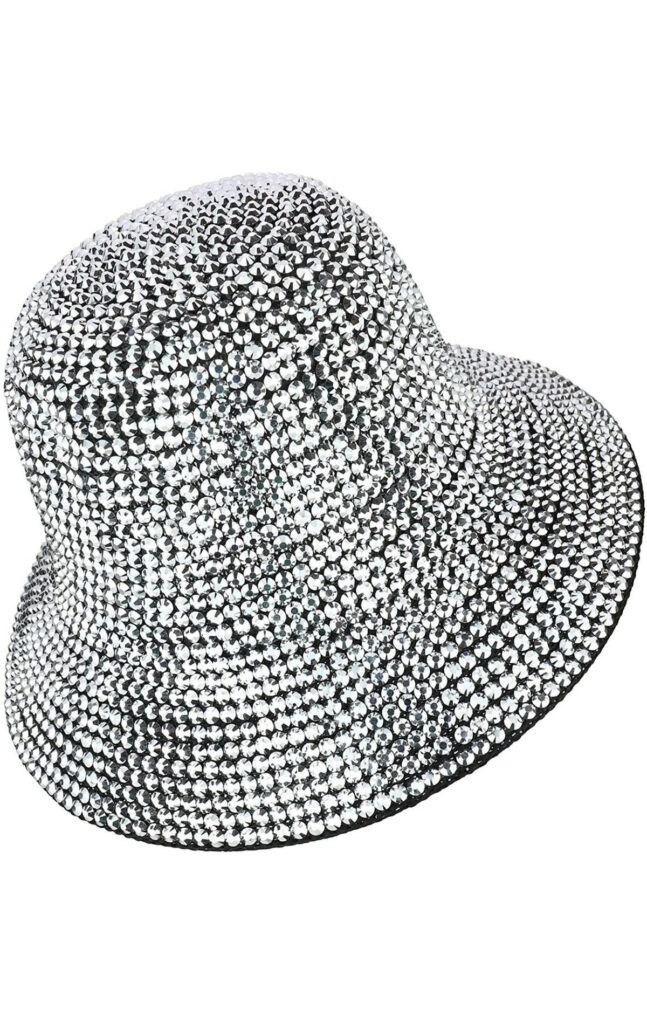 Rhinestone Embellished Bucket Hat Silver