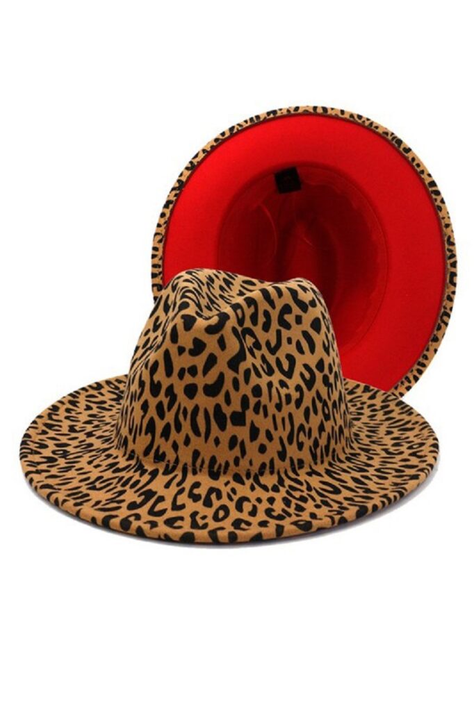 Leopard Print Red Bottom Double Sided Panama Style Fedora
