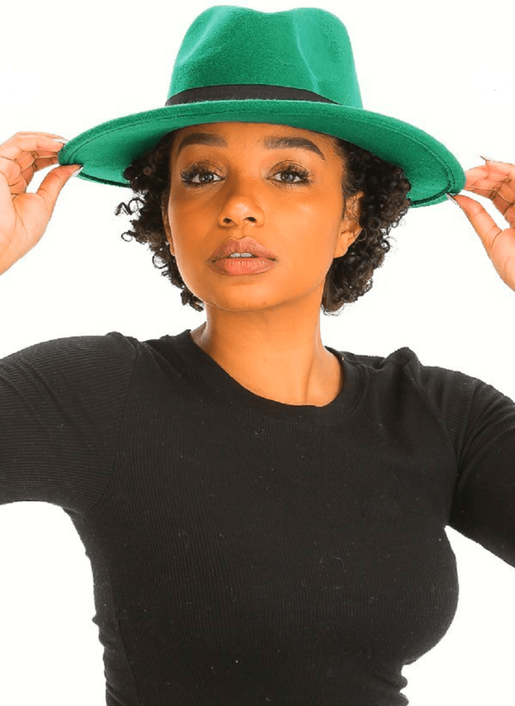 Boho Chic Black Band Wide Brim Panama Style Fedora