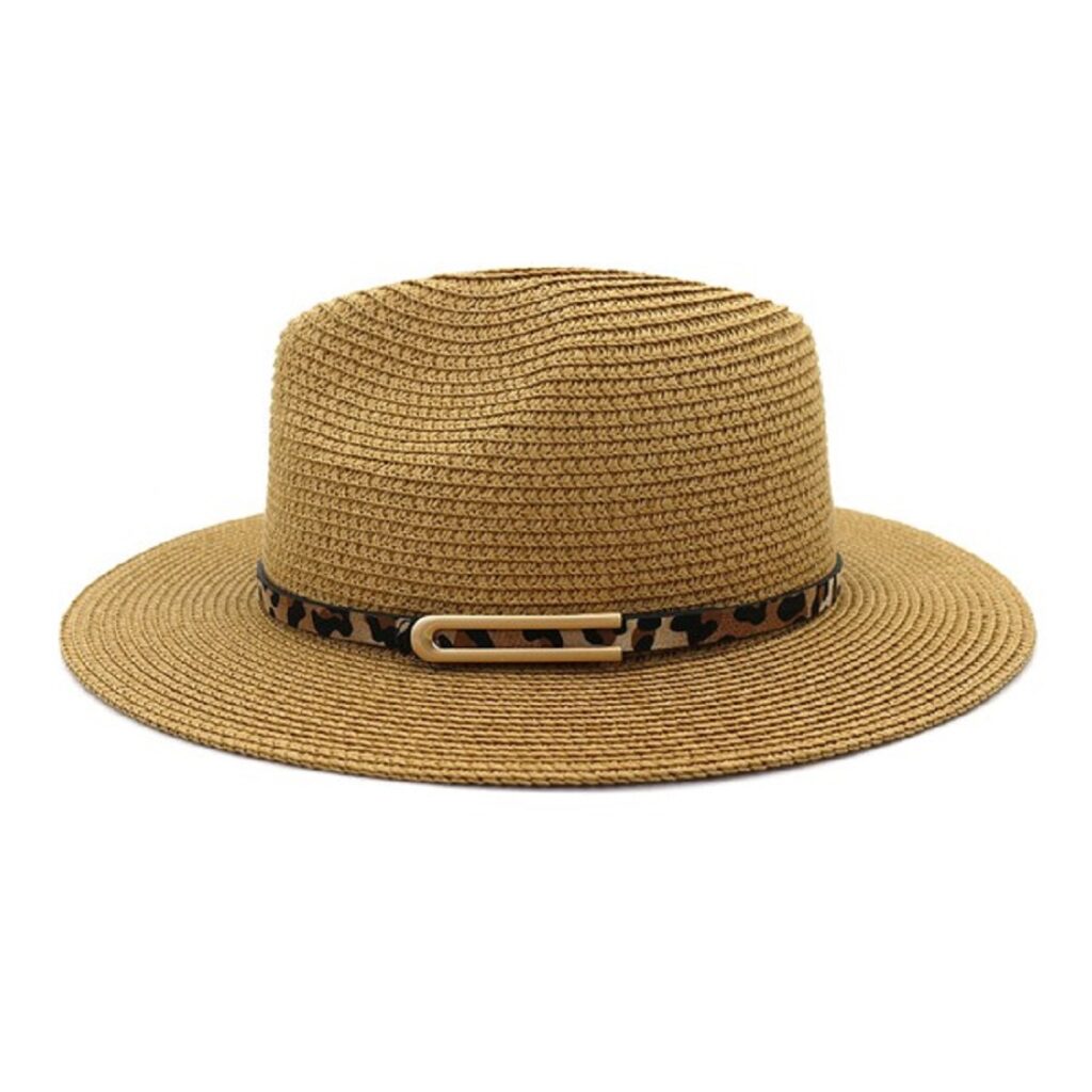 Jazz Straw Hat Fedora with Animal Print Band