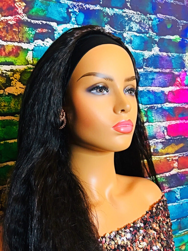 Human Hair Headband Wig Ultra Soft Yaki Straight 20 Inches Natural Color