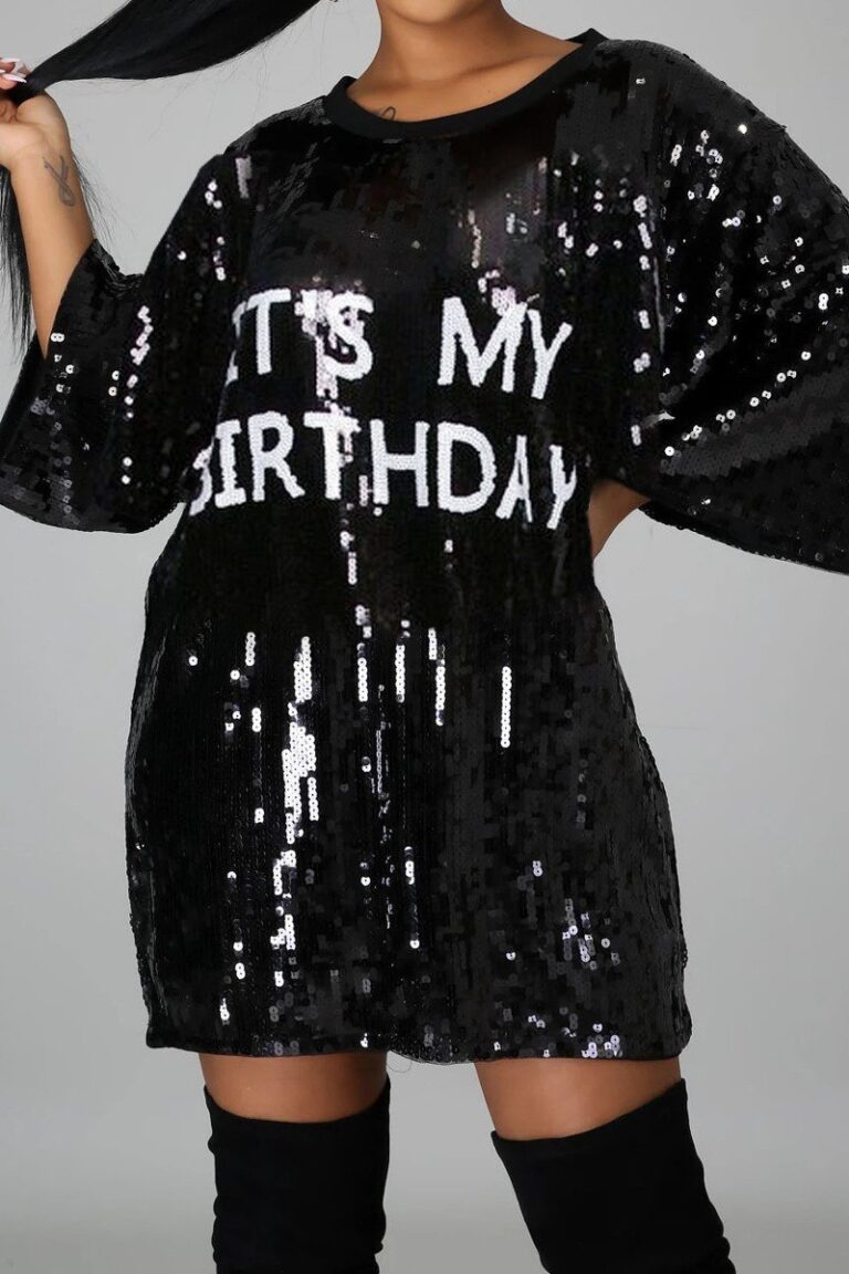 Sequin T Shirt Dress It’s My Birthday One Size Fits All – 2Chique Boutique