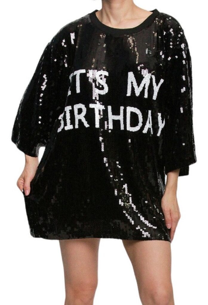 Sequin T Shirt Dress It's My Birthday One Size Fits All