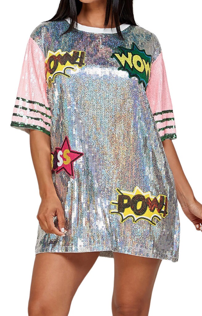 Multicolor Sequin T Shirt Dress One Size Fits All