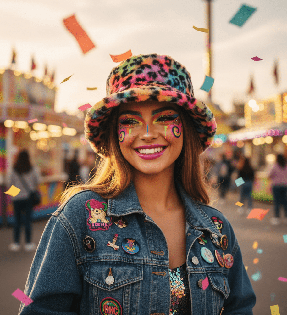 Tie Dye Leopard Print Faux Fur Bucket Hat