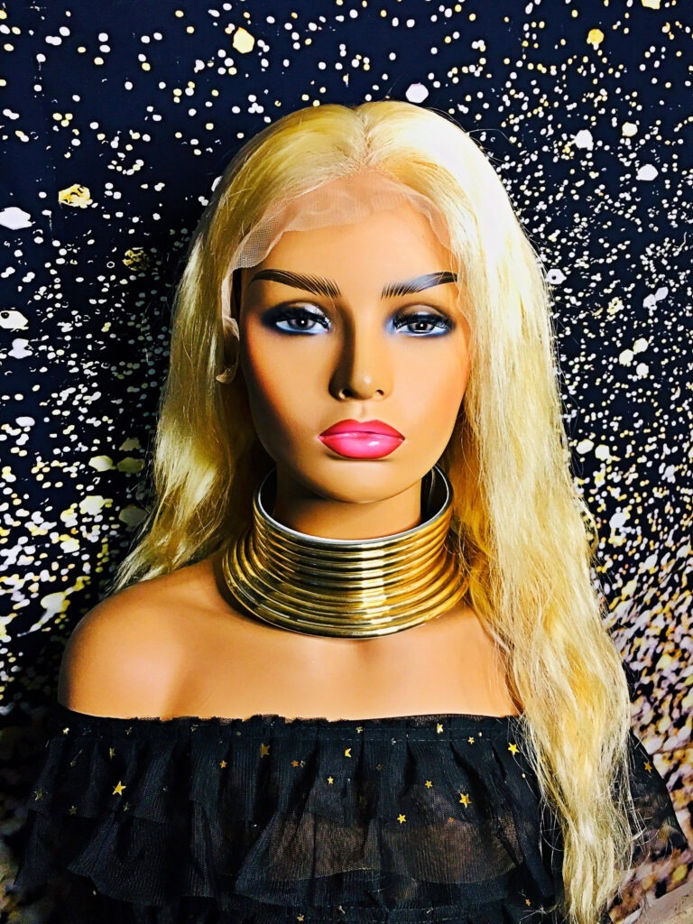 2Chique Boutique Body Wave Human Hair Wig Color Blonde, 613 20 Inches