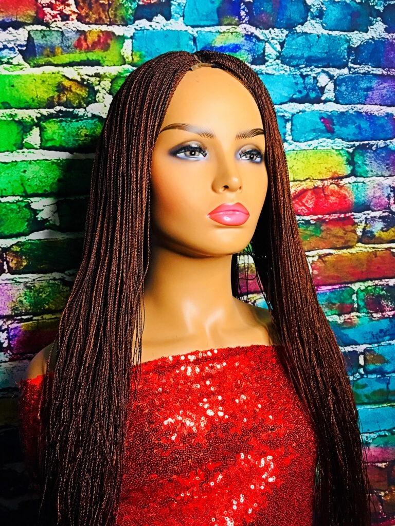 2Chique Boutique Women's Handmade Micro Twist Braided Wig Color 35/33 Mix 30 Inches