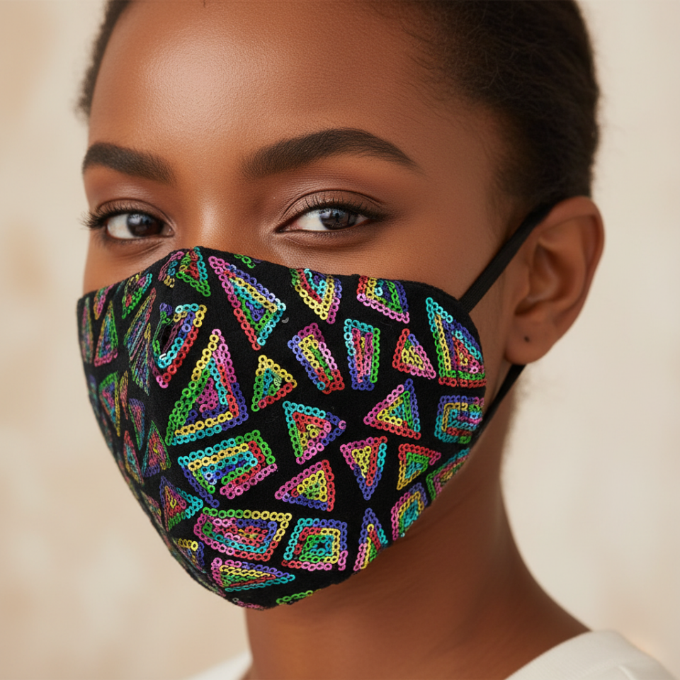 Multicolor Sequins Bling Fashion Mask with Filter Pocket