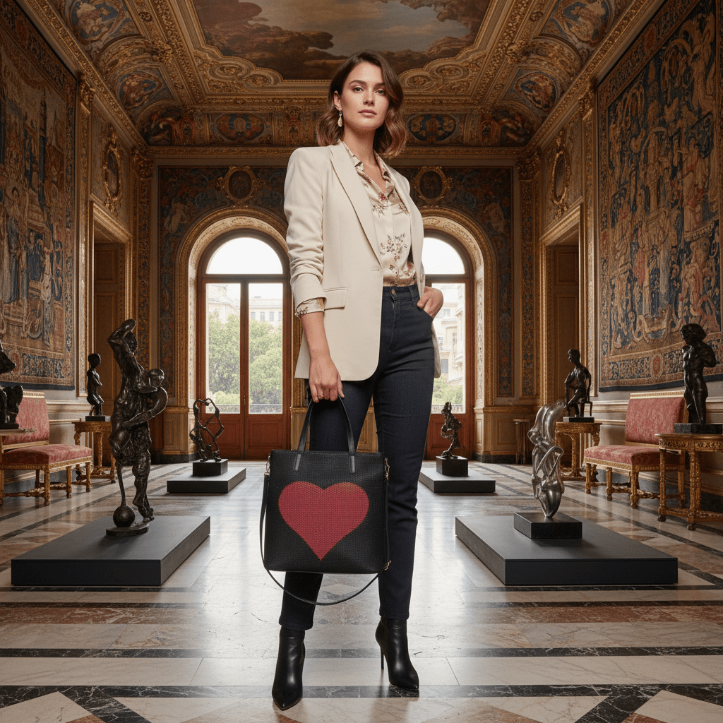 2Chique Boutique Women's Mesh Heart Fashion Tote