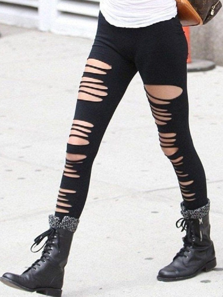 DIY: Ripped Leggings  Slashed leggings, Ripped leggings, Outfits