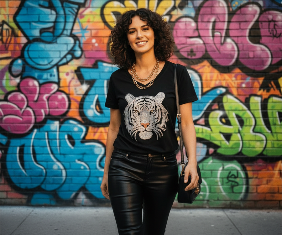 2Chique Boutique Women's Trendy Tiger T-Shirt