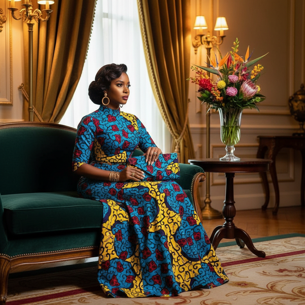 ANKARA PRINT FASHION CLUTCH BLUE MULTI